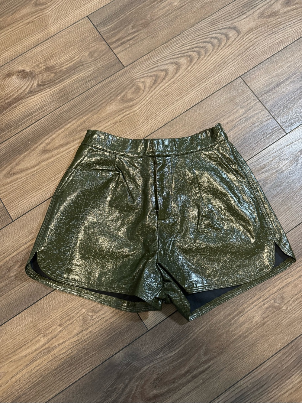 Olive Green High-Waist Shorts